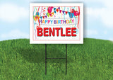 BENTLEE HAPPY BIRTHDAY BALLOONS 18 in x 24 in Yard Sign Road Sign with Stand