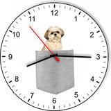Shih Tzu In Your Pocket Dog kitchen living room Wall Clock