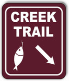 CREEK TRAIL DIRECTIONAL 45 DEGREES DOWN RIGHT ARROW Aluminum composite sign