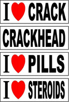 Set of 4 prank magnetic bumper stickers magnets funny hilarious crackhead drugs