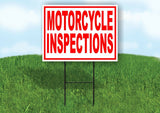 MOTORCYCLE INSPECTIONS RED WHITE Yard Sign Road with Stand LAWN SIGN