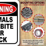 warning ANIMALS MAY BITE OR KICK Metal Aluminum composite sign