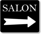 SALON RIGHT ARROW BLACK Metal Aluminum composite sign