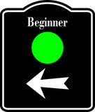 Beginner Trail  Ski Slope Left  Arrow BLACK  Aluminum Composite Sign