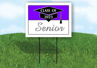 2023 SENIOR PURPLE WHITE  18inx24in Yard Road Sign w/ Stand