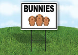 BUNNIES WITH PICTURE AND BORDER Yard Sign with Stand LAWN SIGN