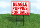 Beagle PUPPIES FOR SALE RED Yard Sign Road with Stand LAWN SIGN