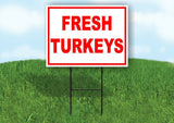 FRESH TURKEYS RED WHITE Yard Sign Road with Stand LAWN SIGN