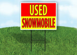 USED snowmobile RED YELLOW Plastic Yard Sign ROAD SIGN with Stand