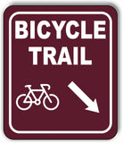 BICYCLE TRAIL DIRECTIONAL 45 DEGREES DOWN RIGHT ARROW Aluminum composite sign