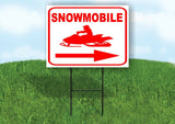 SNOWMOBILE RIGHT ARROW RED Yard Sign with Stand LAWN SIGN