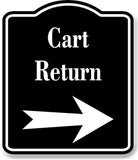 Cart Return Golf Course Right Arrow BLACK Aluminum Composite Sign