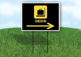 CHECK IN BLACK ARROW RIGHT Yard Sign Road with Stand LAWN SIGN Single sided