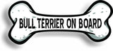 Dog on Board Bull Terrier Bone Car Magnet Bumper Sticker 3"x7"
