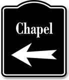 Chapel Left Arrow BLACK Aluminum Composite Sign