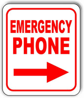 EMERGENCY PHONE RIGHT ARROW RED Metal Aluminum composite sign