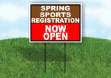 SPORTS REGISTRATION BROWN RED SPRING Yard Sign with Stand LAWN SIGN
