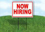 NOW HIRING RED Yard Sign Road with Stand LAWN POSTER
