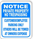 NOTICE PRIVATE PROPERTY NO TRESPASSING BLUE Metal Aluminum composite sign
