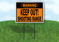 WARNING KEEP OUT SHOOTING RANGE ORANGE Yard Sign with Stand LAWN SIGN