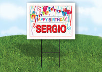 SERGIO HAPPY BIRTHDAY BALLOONS 18 in x 24 in Yard Sign Road Sign with Stand