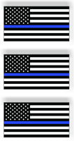 SET OF 3 Thin Blue Line American Police Flag Car MAGNET Magnetic Bumper Sticker