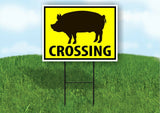 PIG CROSSING XING YELLOW Plastic Yard Sign ROAD SIGN with Stand