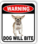 Warning Vicious dog will bite Angry Chihuahua growling  Aluminum Composite Sign