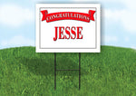 JESSE CONGRATULATIONS RED BANNER 18in x 24in Yard sign with Stand