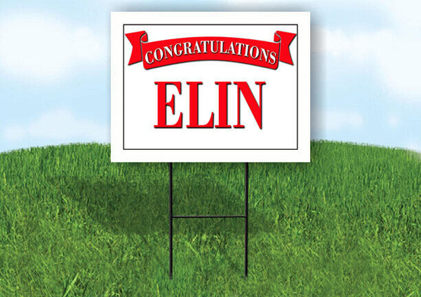 ELIN CONGRATULATIONS RED BANNER 18in x 24in Yard sign with Stand