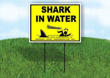 SHARK IN WATER DANGER SAFETY YELLOW Yard Sign Road with Stand LAWN SIGN