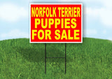 Norfolk Terrier PUPPIES FOR SALE YELLOW RED Yard Sign Road with Stand LAWN SIGN