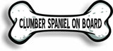 Dog on Board Clumber Spaniel Bone Car Magnet Bumper Sticker 3"x7"