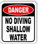 Danger no diving shallow water metal outdoor sign long-lasting