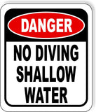 Danger no diving shallow water metal outdoor sign long-lasting