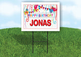 JONAS HAPPY BIRTHDAY BALLOONS 18 in x 24 in Yard Sign Road Sign with Stand