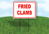 FRIED CLAMS SEAFOOD RED WHITE Yard Sign Road with Stand LAWN SIGN