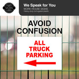 ALL TRUCK PARKING LEFT arrow red Yard Sign with Stand LAWN SIGN
