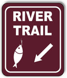 RIVER TRAIL DIRECTIONAL 45 DEGREES DOWN LEFT ARROW Metal Aluminum composite sign