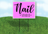 NAIL STUDIO PINK Plastic Yard Sign ROAD SIGN with Stand