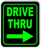 DRIVE THRU right ARROW BLACK AND GREEN Aluminum composite sign