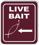 Hook and fish LIVE BAIT DIRECTIONAL left ARROW CAMPING Aluminum composite sign