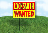 LOCKSMITH WANTED RED AND YELLOW Yard Sign Road with Stand LAWN SIGN