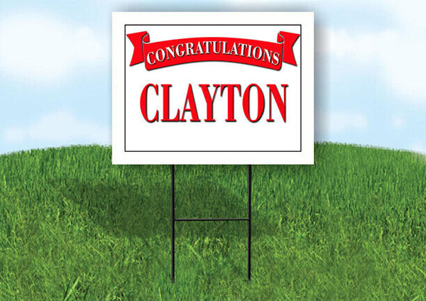 CLAUDIA CONGRATULATIONS RED BANNER 18in x 24in Yard sign with Stand