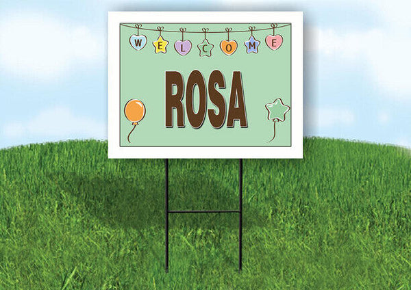 ROSA WELCOME BABY GREEN  18 in x 24 in Yard Sign Road Sign with Stand