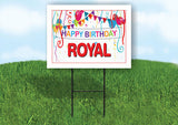 ROYAL HAPPY BIRTHDAY BALLOONS 18 in x 24 in Yard Sign Road Sign with Stand