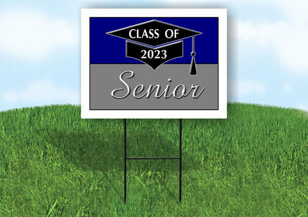2023 SENIOR BLUE SILVER  18inx24in Yard Road Sign w/ Stand