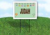 JUDAH WELCOME BABY GREEN  18 in x 24 in Yard Sign Road Sign with Stand
