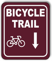 BICYCLE TRAIL DIRECTIONAL DOWNWARD ARROW CAMPING Metal Aluminum composite sign