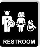 Funny Superhero restroom bathroom sign 8 1/2 X 10 RESTROOM SIGN Aluminum